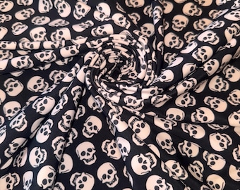 New Black and white Skull design print on the best quality of nylon spandex 4-stretch 58/60”Sold by the YD.Ships worldwide from Los Angeles