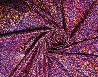 Nowy, drobny nadruk z motywem geparda na nylonowej, elastycznej tkaninie z hologramem metalicznym, rozciągliwej w 4 kierunkach, o wymiarach 58/60” Sprzedawany przez YD. Wysyłka na cały świat z Los Angeles, Kalifornia.