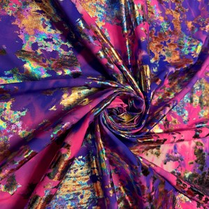 NEW Modern Tie Dye design with metallic print on the best quality of nylon spandex-4 58/60”sold by the YD.ships worldwide from Los Angeles
