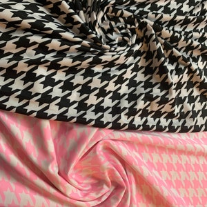 Modern houndstooth design print on nylon spandex 4-way stretch 58/60”sold by the YD. ships worldwide from Los Angeles California USA