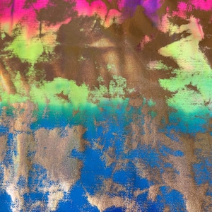 NEW Tie Dye with splatter metallic design print on the best quality of nylon spandex-4-way 58/60”sold by the YD.ships worldwide from LA