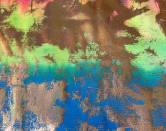 NEW Tie Dye with splatter metallic design print on the best quality of nylon spandex-4-way 58/60”sold by the YD.ships worldwide from LA