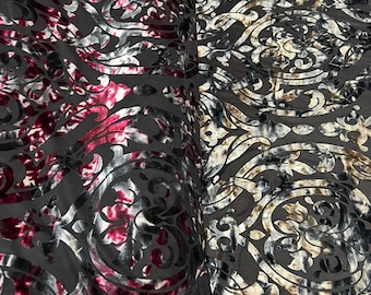 New luxury burnout stretch velvet tie dye 4-way stretch 58/60”sold by the YD.ships worldwide from Los Angeles California USA.