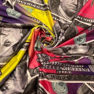 Multicolor money design print on the best quality of nylon spandex 4-stretch 58/60”sold by the YD.ships worldwide from Los Angeles CA