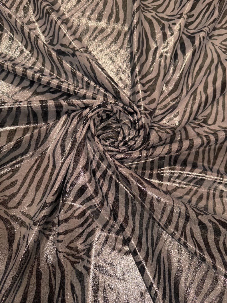Shiny Zebra Ropets New Exotic Zebra Design With All Over Foil Metallic Nylon Spandex 4 ...