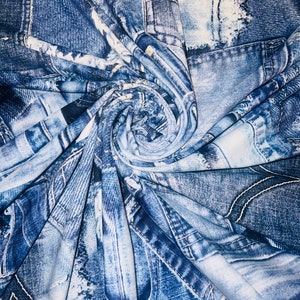 New Jeans pattern design print on the best quality of nylon spandex 4way stretch 58/60”Sold by the YD.Ships worldwide from Los Angeles CA.