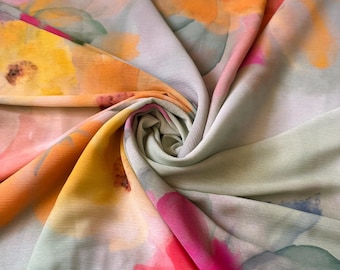 Beautiful flowers design print on high quality of chiffon silk non stretch 58/60 sold by the YD. ships Worldwide from Los Angeles California
