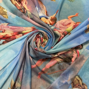 NEW celestial design print on power mesh 4-way stretch 58/60” sold by the YD.ships worldwide from Los Ángeles California USA