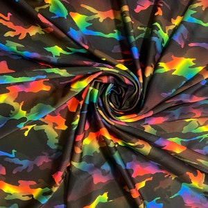 Black Multicolor Camouflage print on the best quality of nylon spandex 4-stretch 58/60”Sold by the YD.Ships worldwide from Los Angeles CA.