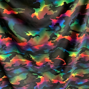 Camouflage black multicolor print on the best quality nylon spandex 4-way stretch 58/60”sold by the YD. ships worldwide from Los Angeles CA