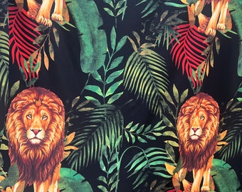 New Exotic Wild Lion print on the best quality of nylon spandex 4-way Stretch 58/60”Sold by the YD.Ships worldwide from Los Angeles CA USA