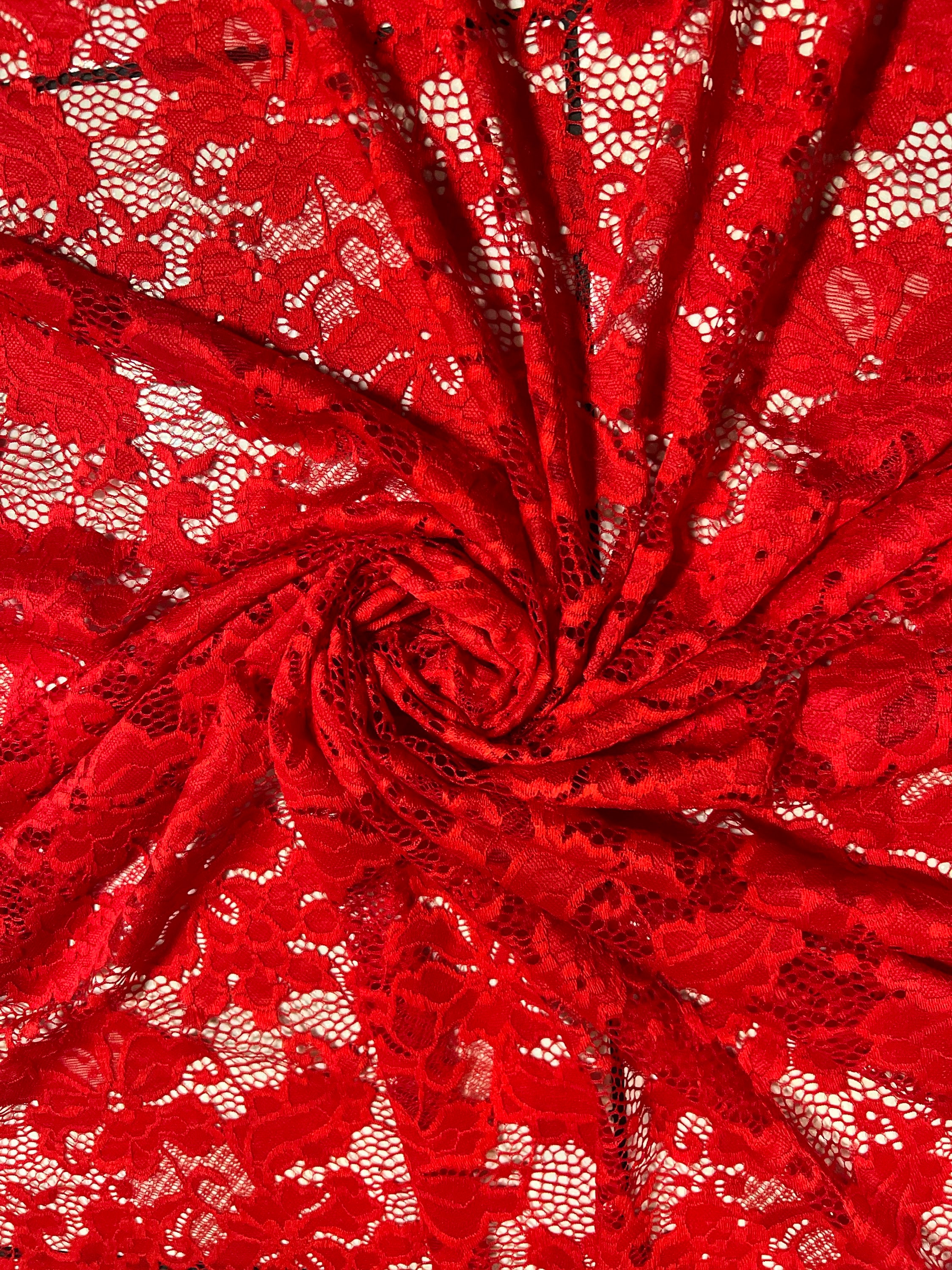Victoria red lace design 4-way stretch 58/60 ”von YD.ships weltweit aus Los Angeles Kalifornien USA verkauft.