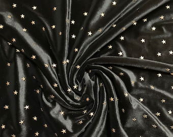 New stretch velvet with small stars metallic 4-way stretch 58/60”sold by the YD.ships worldwide from Los Ángeles California USA