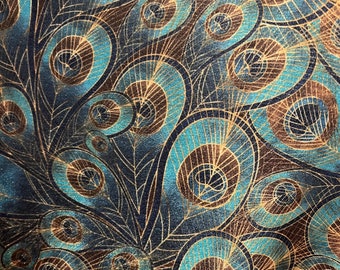 New stretch velvet peacock design 4-way stretch 58/60”sold by the YD. Ships Worldwide from Los Angeles California USA