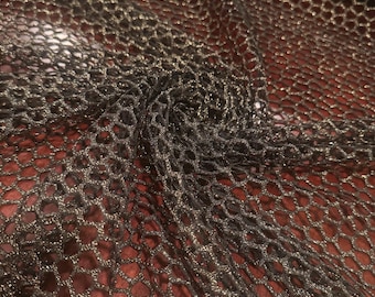New fishnet mesh with metallic nylon spandex 4-stretch 58/60”sold by the YD.ships worldwide from Los Angeles California USA