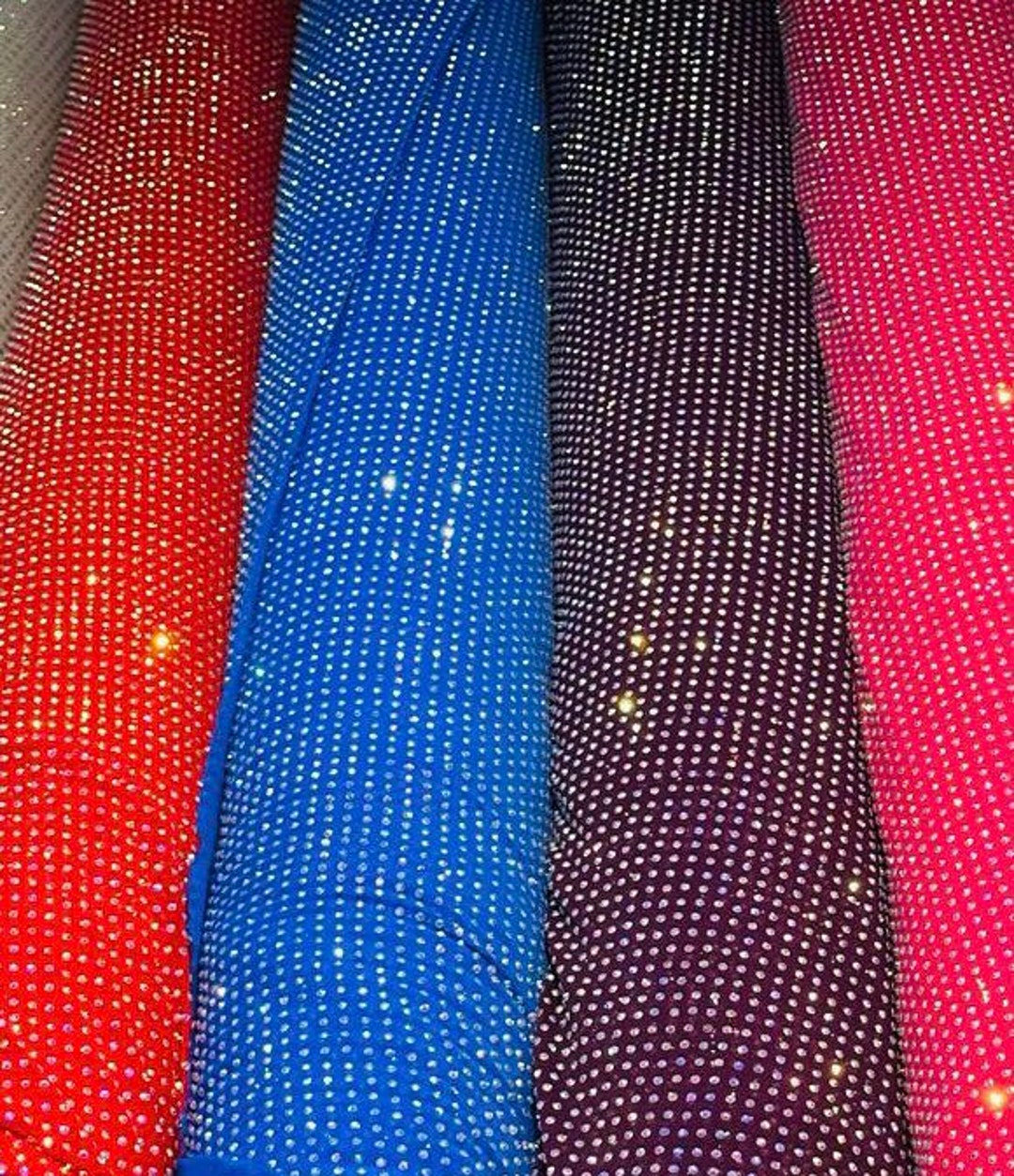 Luxury Power Mesh With Iridescent Rhinestones Rhinestone Embroidered on ...