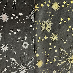 Stars moon celestial pattern design print on the nylon spandex 4-way stretch 58/60”sold by the YD.ships worldwide from Los Ángeles  CA USA