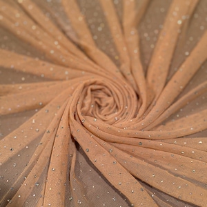 New power mesh with Rhinestones 4-way stretch 58/60” sold by the YD.ships worldwide from Los Ángeles California USA