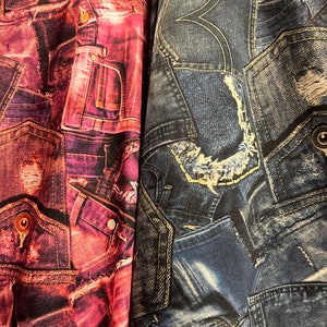 New denim jeans design print on the best quality of nylon spandex 4-stretch 58/60”sold by the YD. Ships worldwide from Los Angeles CA