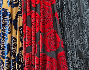 New Luxury burnout velvet Roses design 4-way stretch 58/60”Sold by the YD.Ships worldwide from Los Angeles California USA