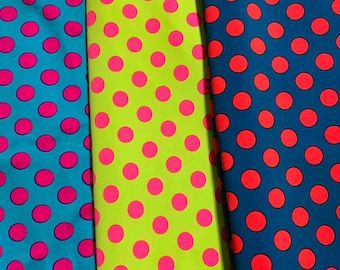 Polka dot pattern design print on the best quality of nylon spandex 4-way stretch 58/60”sold by the YD. Ships worldwide from Los Angeles C.A