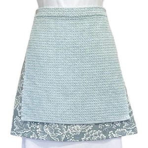 Delantal de toalla con follaje y bolsillos / Delantal gris pizarra/azul con toalla turquesa extraíble / Medio delantal de toalla / Delantal de toalla de felpa