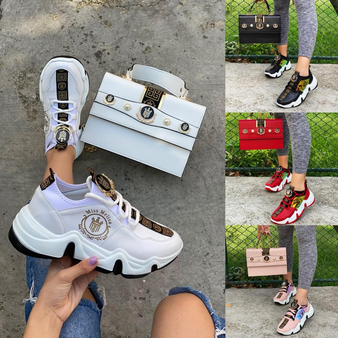  Miss Melisa Shoes and BagTMY Color Sneakers Bag Set Code S117  Blue White Red Miss Melisa Shoes and Bags (White, Numeric_7) : Clothing,  Shoes & Jewelry