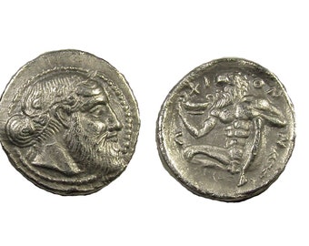 Greek silver stater mint Naxos (4c BC).