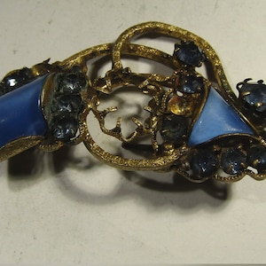 Beautiful bronze brooch with blue stones about 100 years old (broken pin)!