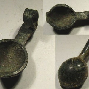 Very small ancient bronze medical spoon (3-4c). Very rare