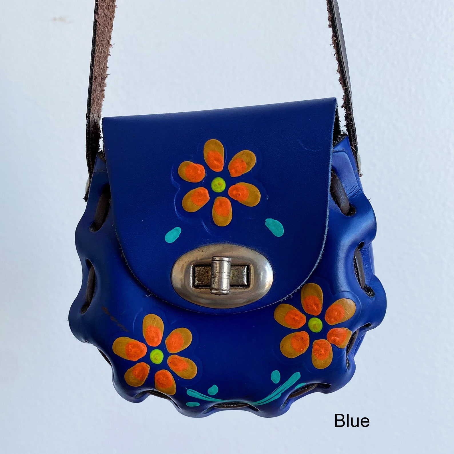 Leather Purse with Shoulder Strap Handmade and Tooled in Etsy