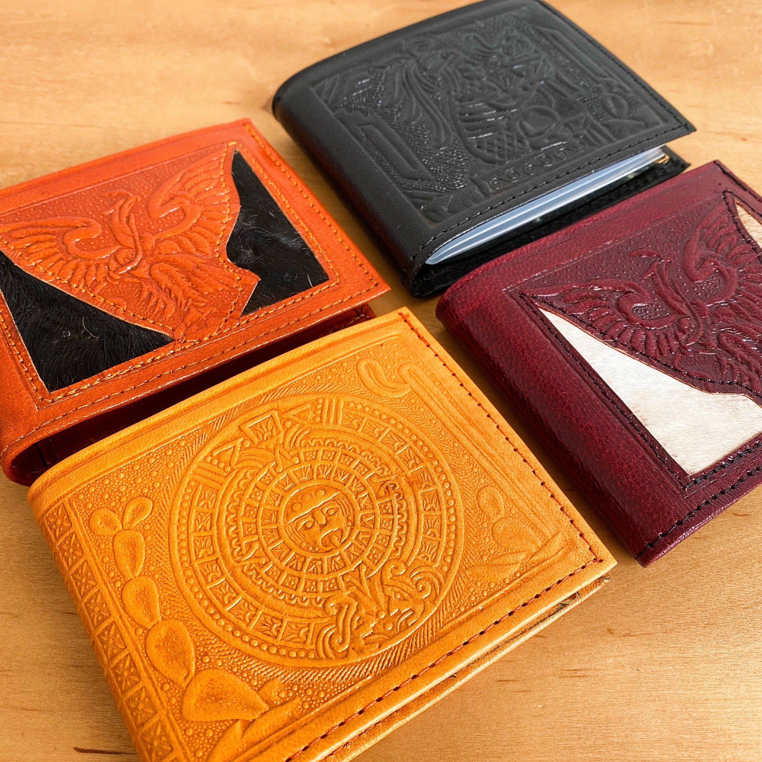 Mens Leather Wallet Handmade Embossed Leather Genuine Etsy