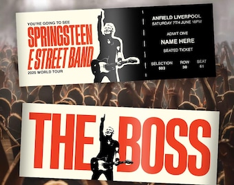 Biglietto stampabile Bruce Springsteen 2025 World Tour – Collezionabile, cimeli del concerto, souvenir ricordo, download immediato