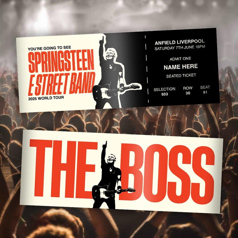 Springsteen Movie Tickets Printable Bruce Springsteen 2025 World Tour Ticket – Collectible ...