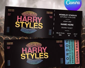 Harry Styles Tour Ticket Printable - Bearbeitbares Konzert Souvenir (PDF-Download)