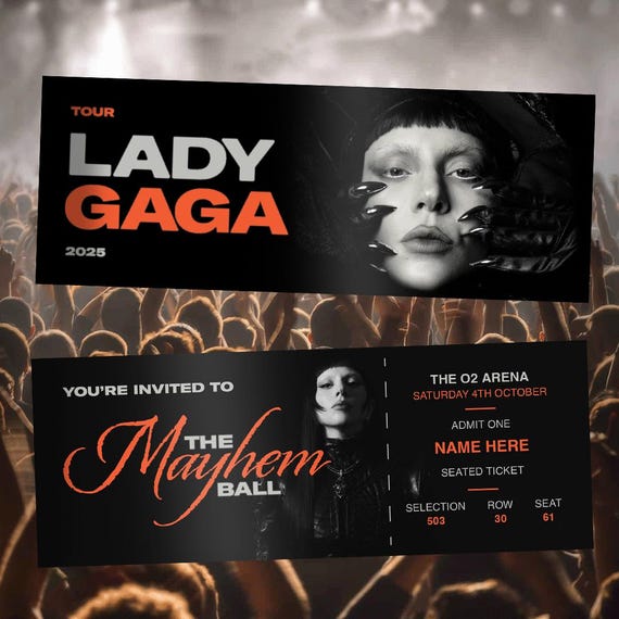 Printable Lady Gaga the Mayhem Ball Tour Ticket – Collectible