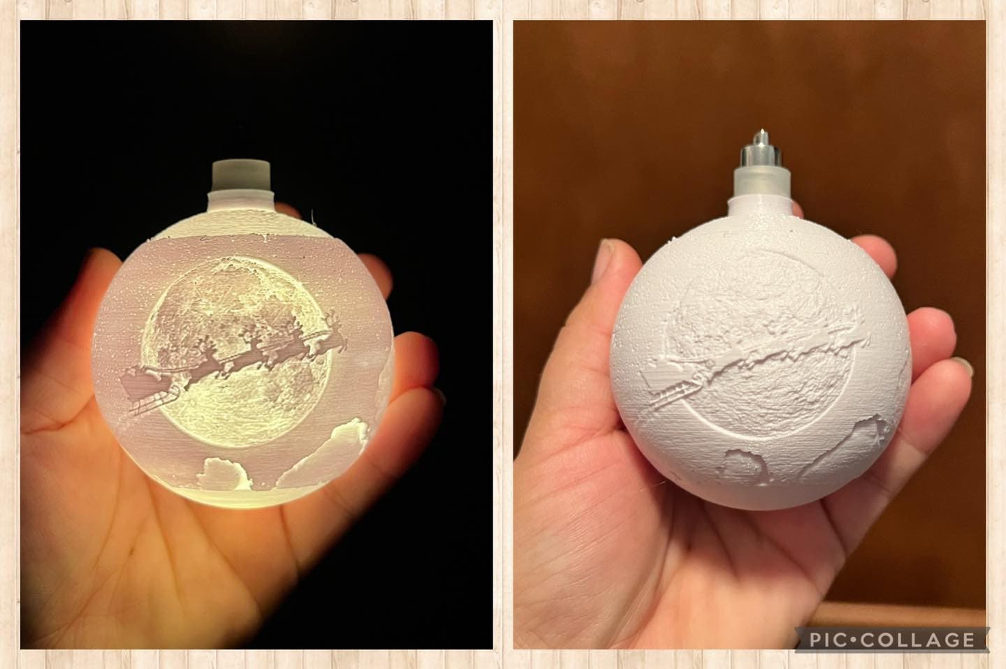 3 Personalized Ornaments 3D Printed Lithophane Keepsake Etsy