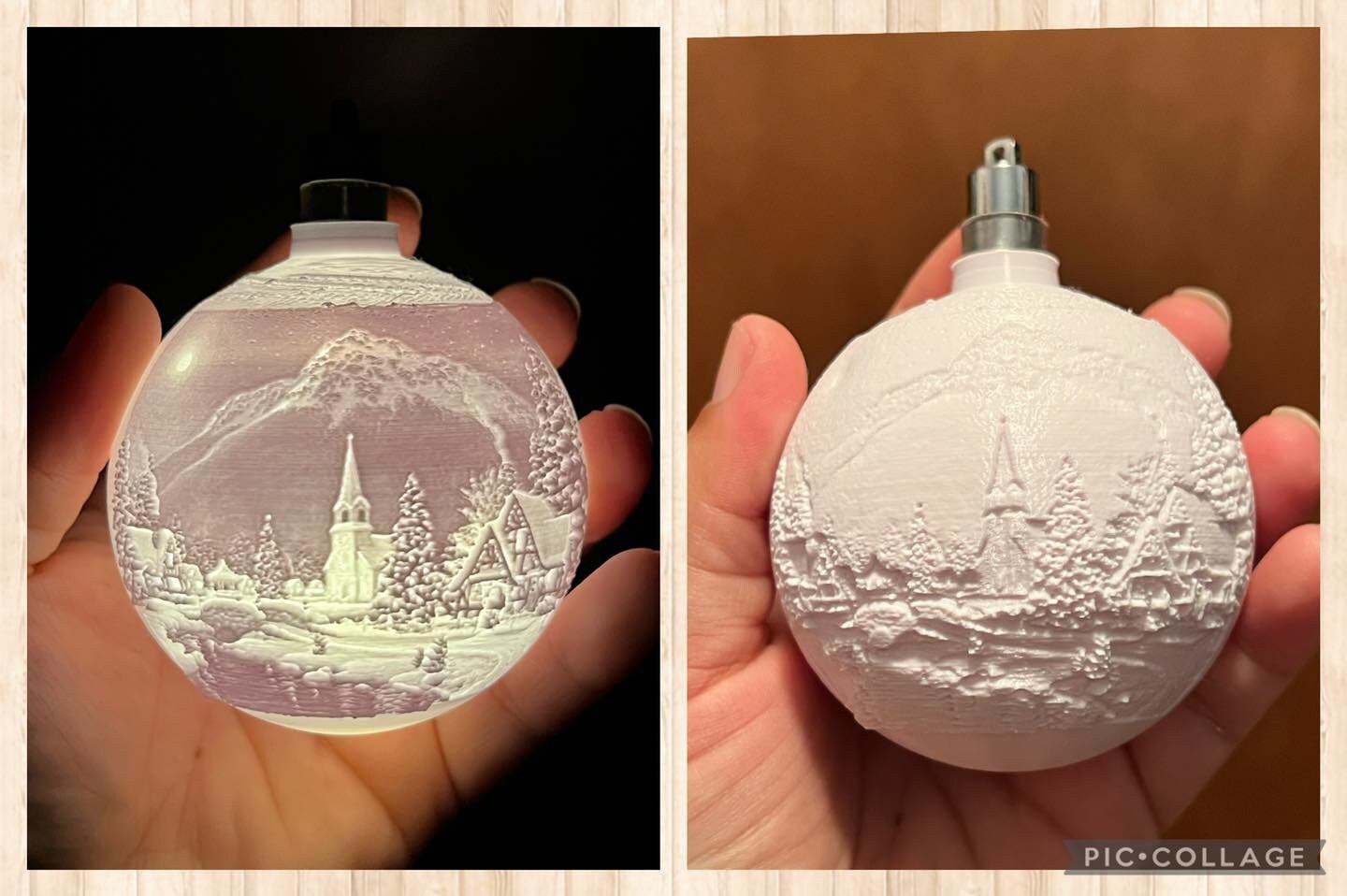 3 Personalized Ornaments 3D Printed Lithophane Keepsake Etsy