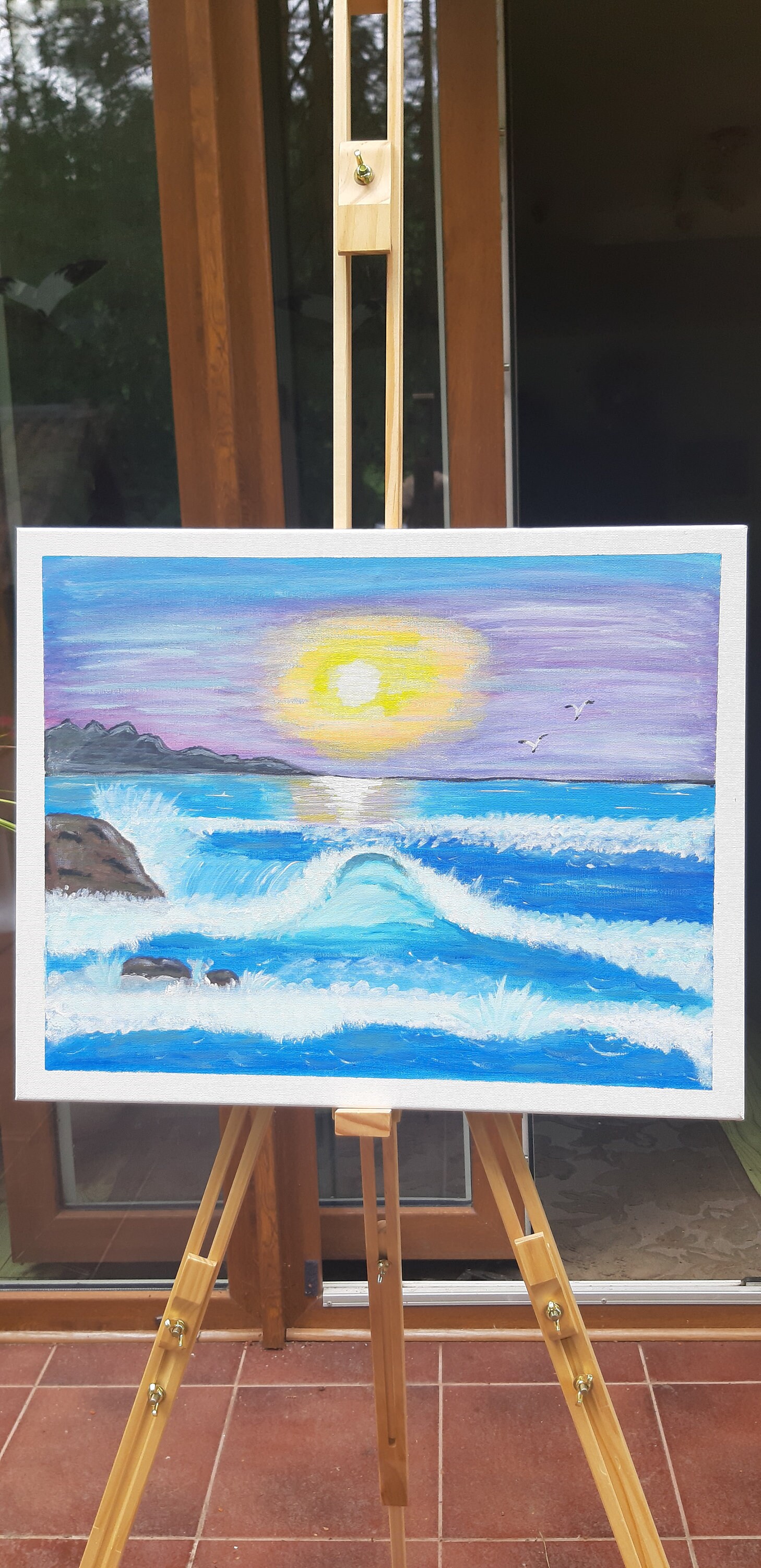 Wandbild Strand Leinwand – Abstrakte Küstenmalerei, Handgemaltes Meeresbild Für Wohnzimmer, Schlafzimmer & Mehr