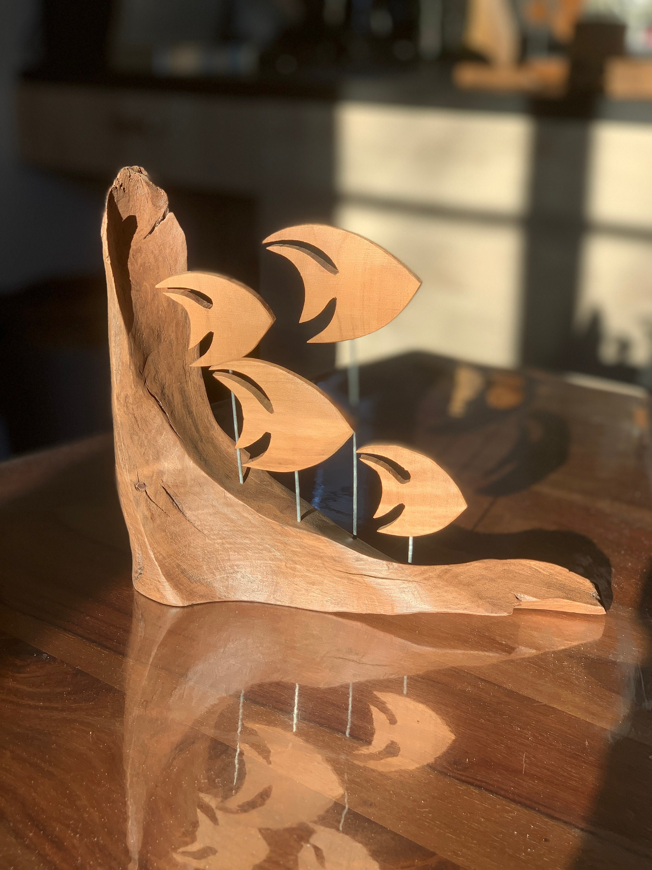 Tableau Au Fond de L'océan Sculpté en Bois Massif