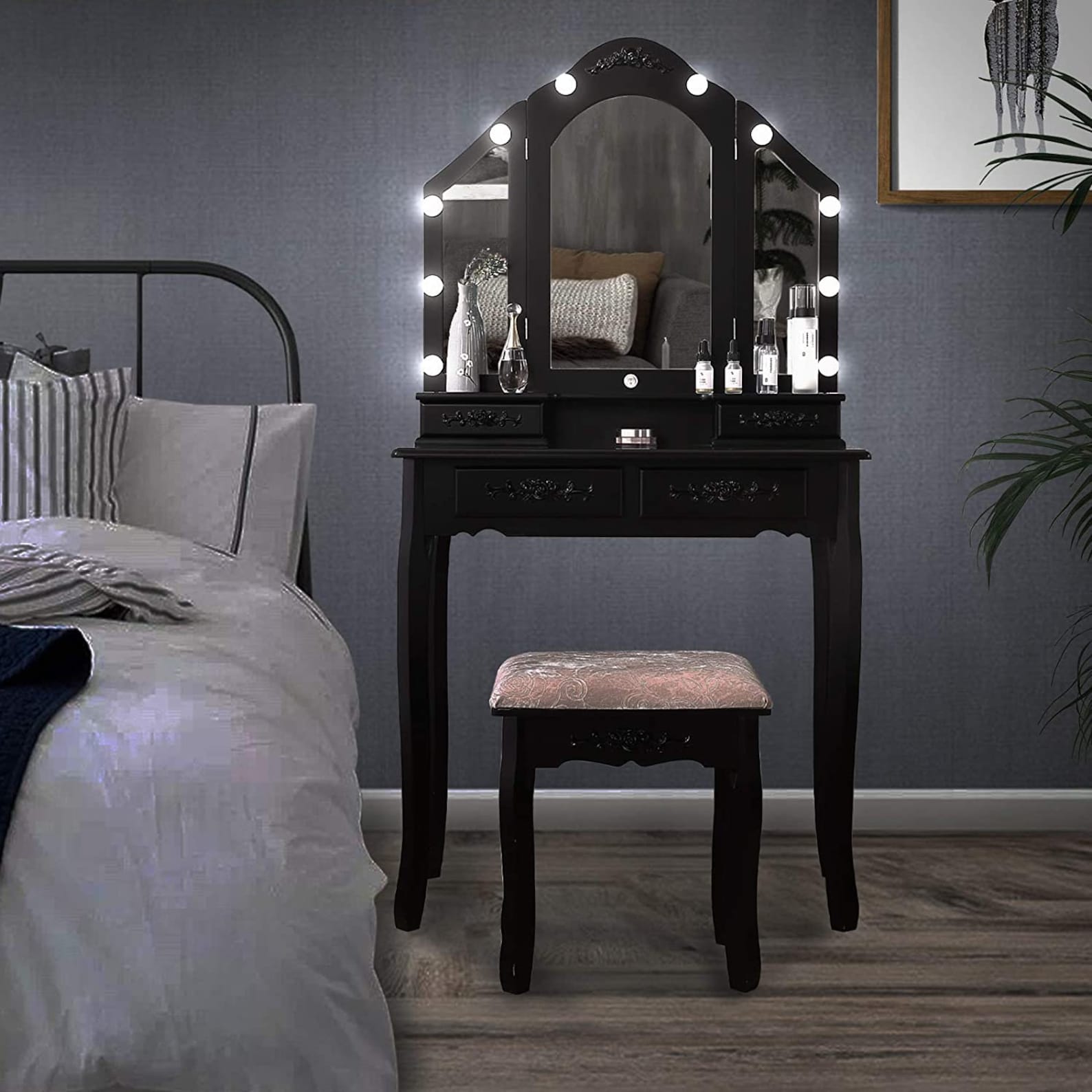 Folding mirror dressing table set dressing table with padded Etsy