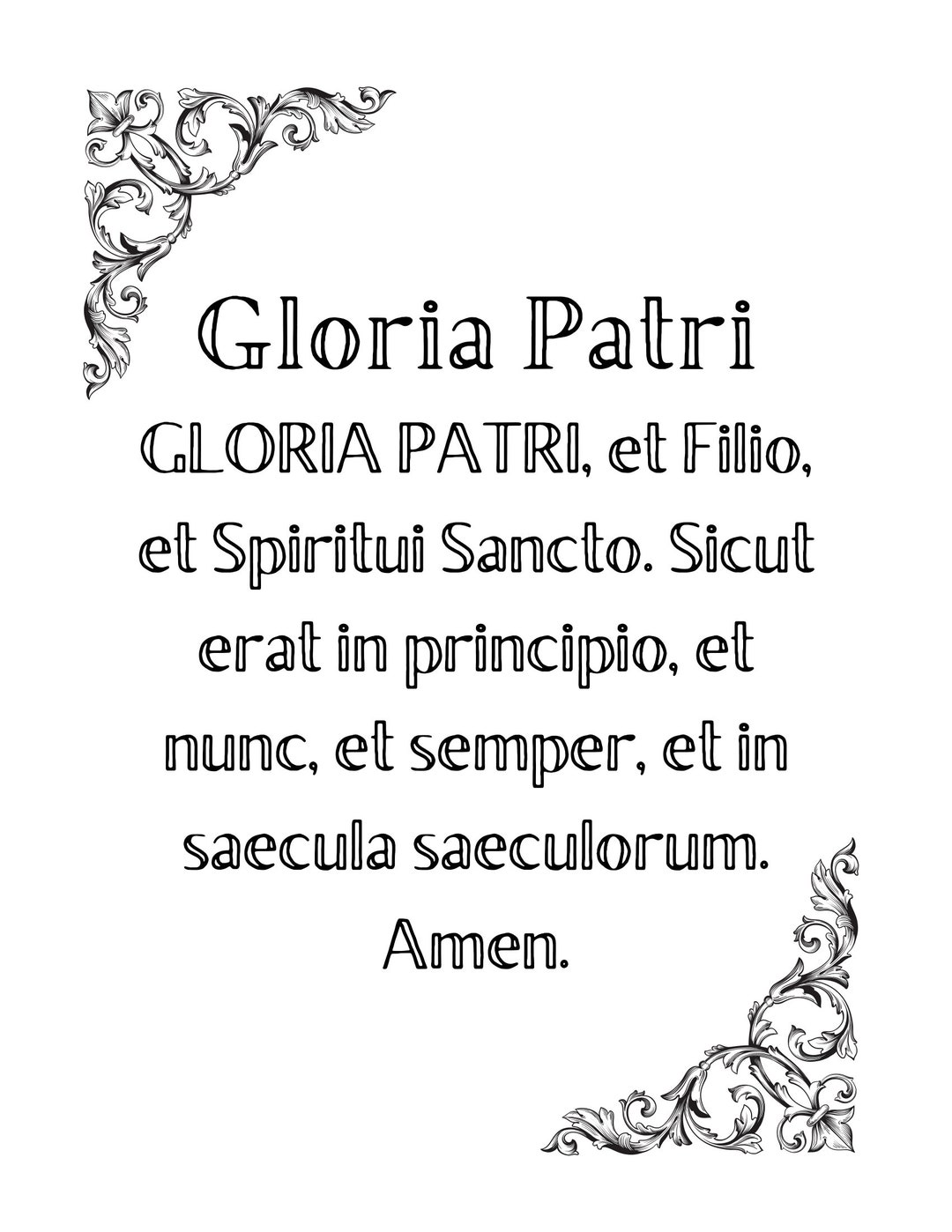 Gloria Patri in Latin Single Page Printable - Etsy