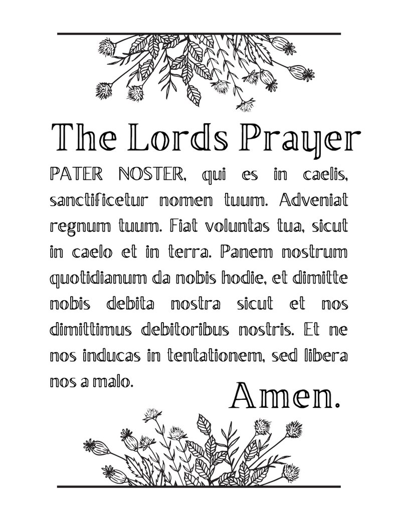 The Lords Prayer in Latin Printable Etsy The Lords Prayer in Latin Printable Etsy