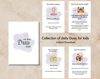 Barnens Dua-kort, islamiska dagliga Duas (digitalt utskrivbara)