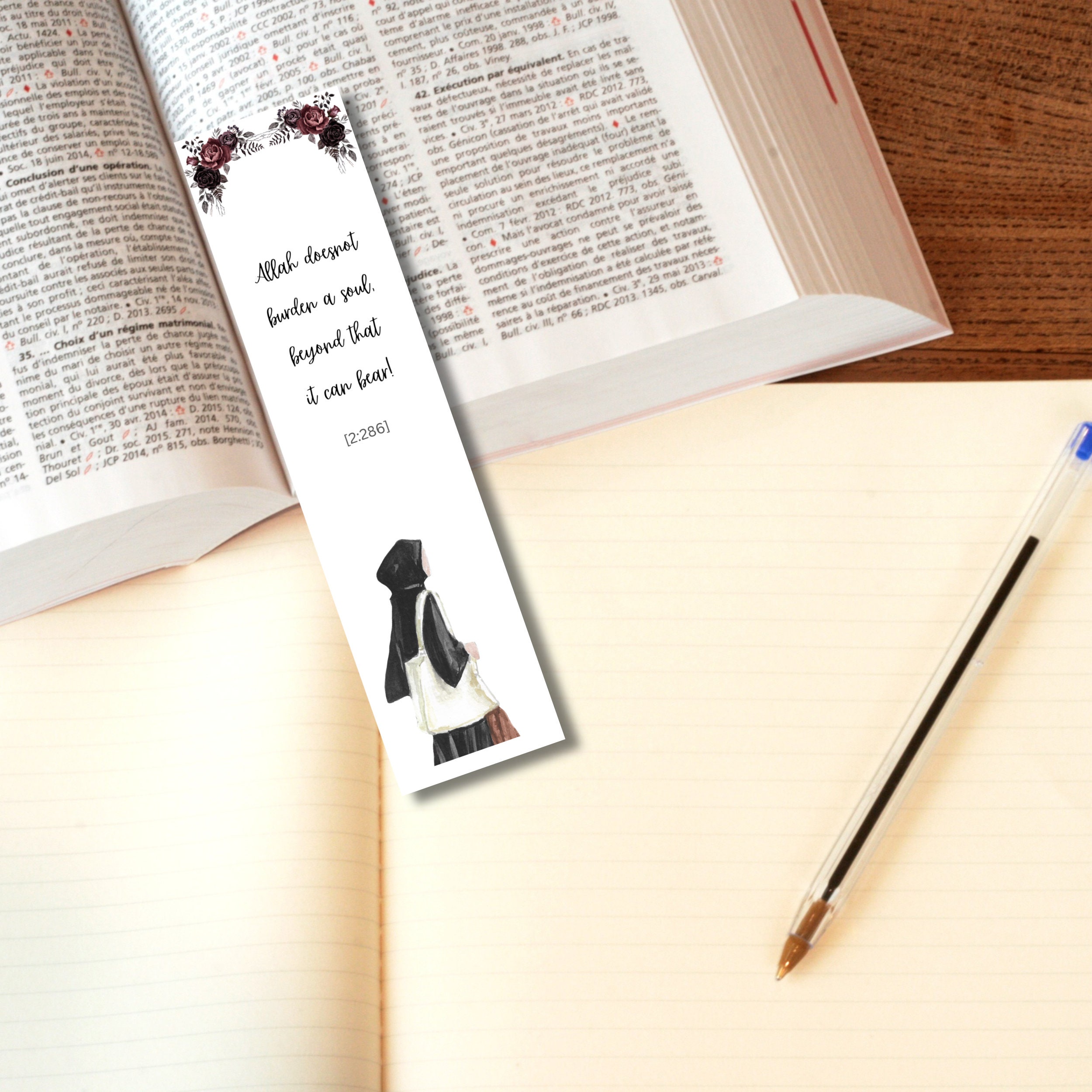 Bookmark Islam Islamic Bookmarks: Muslim Girls Illustration, Quran Verse (digital ...