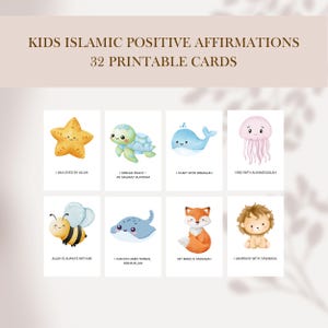 Islamic Affirmation Cards for Kids with Animal Prints, Muslim Affirmations, Muslim kids, Positive Affirmations, Islamic Resources, Printable