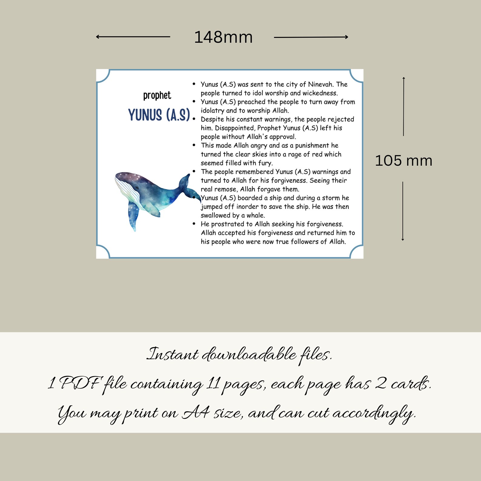 Prophets in Islam Cards for Kids, Prophets Flashcards, Prophets in ...