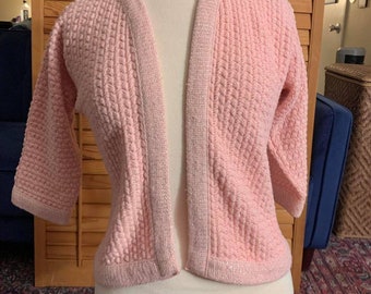 Vintage 60s Sparkly Pink Cardigan Rosa 
