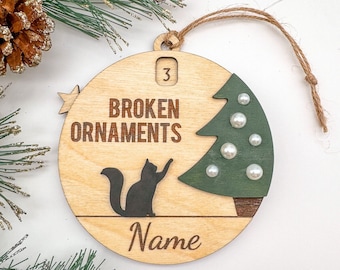 DIGITAL Laser Cut Files | Funny Cat Ornament | Sliding Counter Ornament | Bad Kitty Ornament | Broken Ornaments Counter | Two Versions