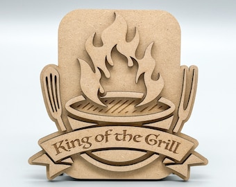 Grill themed Gift Card Holder SVG Laser File -  King of the Grill Gift Card Holder Glowforge Laser Cut Files - Father's Day or Birthday Gift